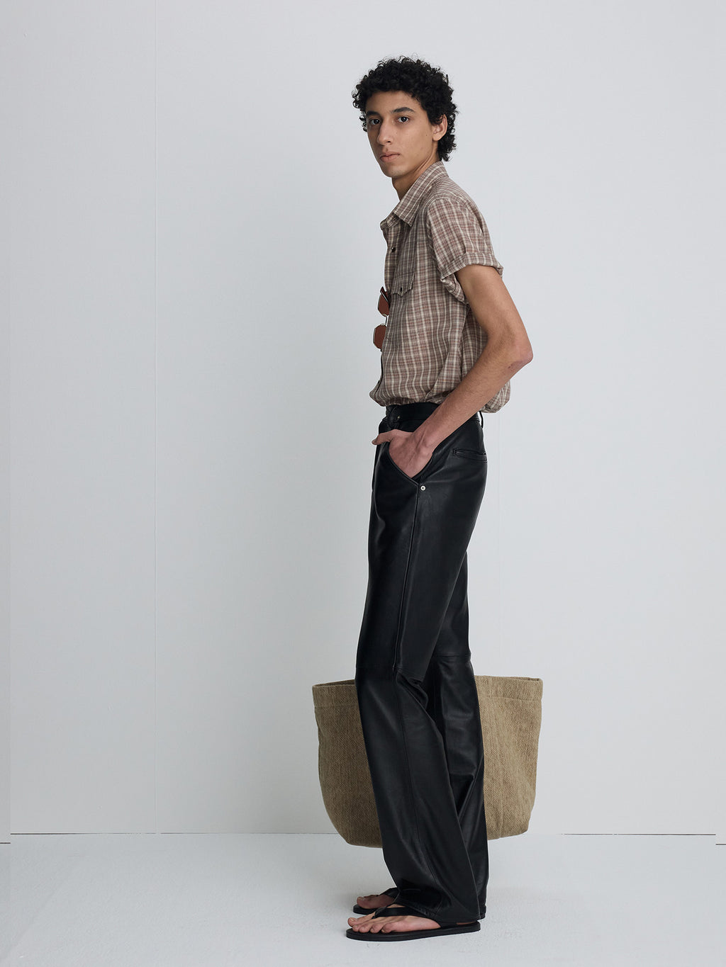 Tonywack - Checked Cotton Blend Western Shirt (Taupe/Amber) product image 3 | TRAB K-Fashion Australia