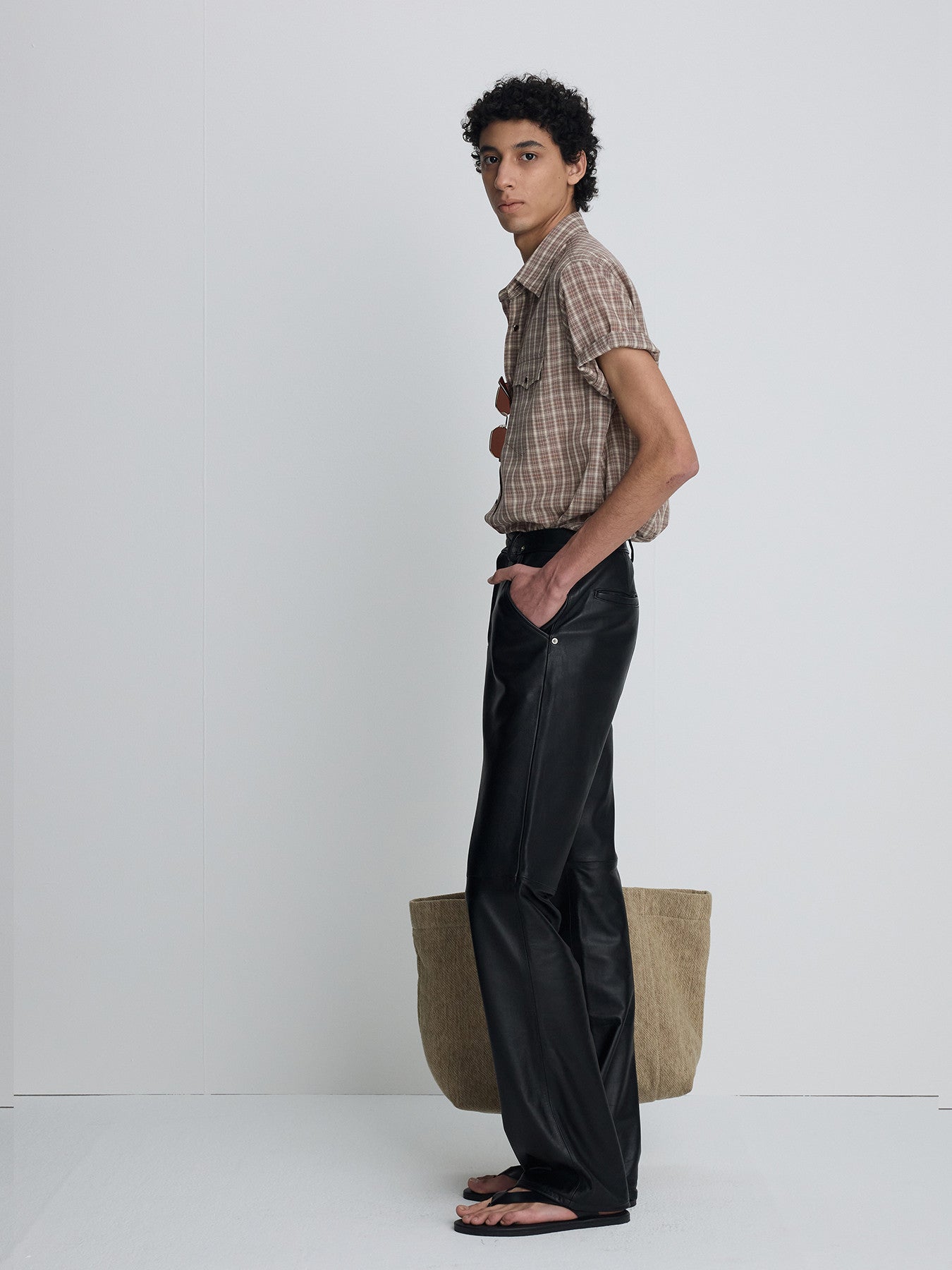 Tonywack - Checked Cotton Blend Western Shirt (Taupe/Amber) product image 3 | TRAB K-Fashion Australia