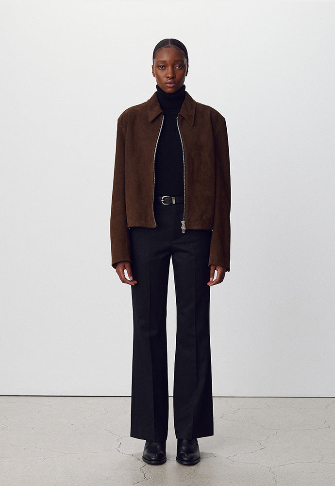 Tonywack - Suede Zippered Blouson Jacket (Olive Brown) product image 2 | TRAB K-Fashion Australia