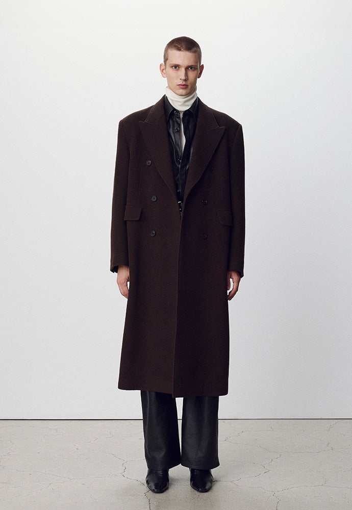 Tonywack - Textured Wool And Cashmere Double-Breasted Coat (Dark Brown) product image 2 | TRAB K-Fashion Australia