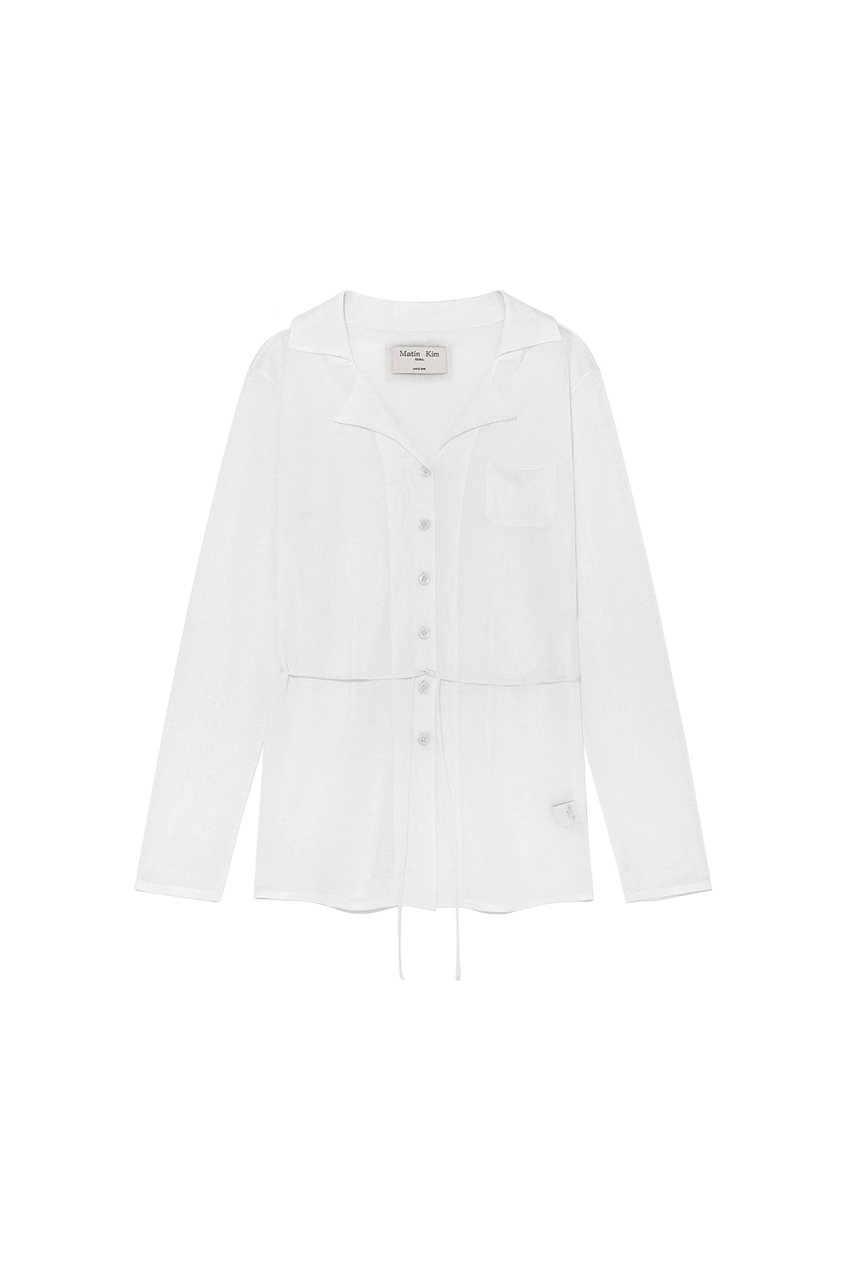 Matin Kim - String Point Plain Long Cardigan (White) product image 1 | TRAB K-Fashion Australia
