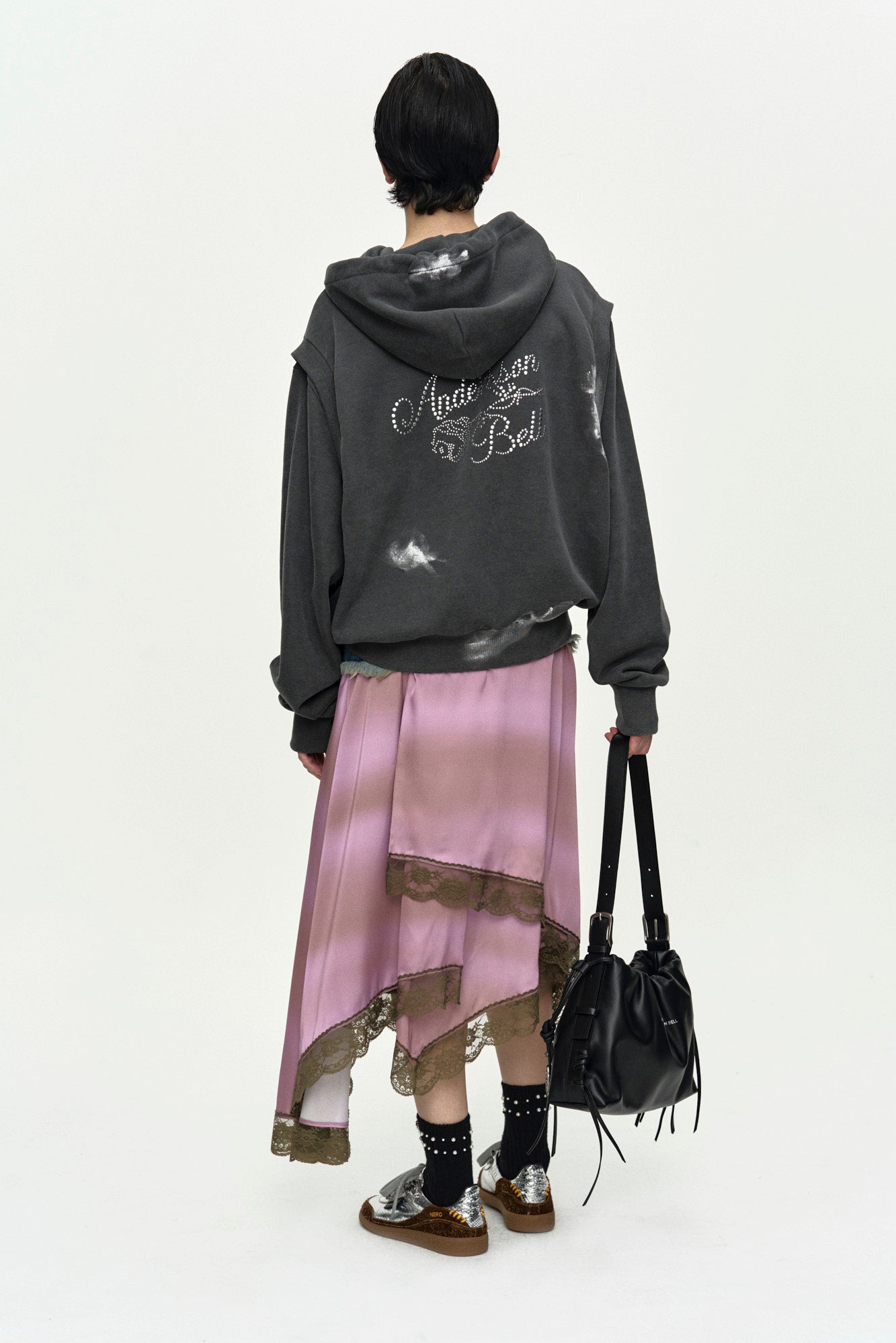 Andersson Bell - Metallic Painted Layered Hoodie (Charcoal) product image 4 | TRAB K-Fashion Australia