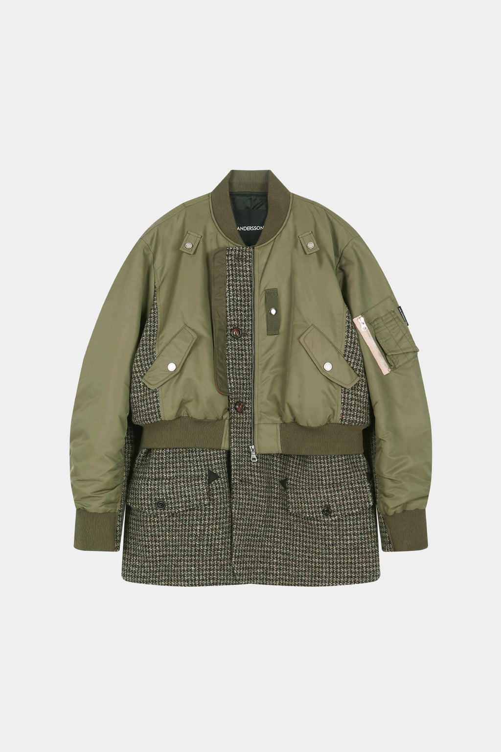 Andersson Bell - Unisex Deconstructed Layered Bomber Coat (Sage) product image 13 | TRAB K-Fashion Australia