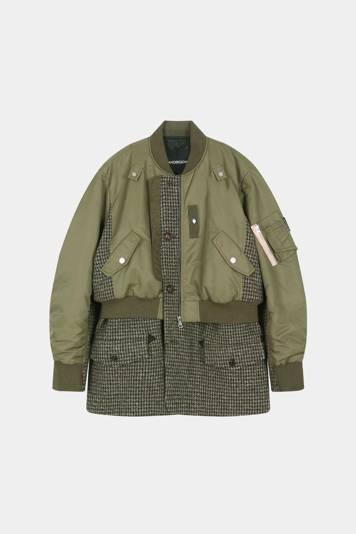 Andersson Bell - Unisex Deconstructed Layered Bomber Coat (Sage) product image 13 | TRAB K-Fashion Australia
