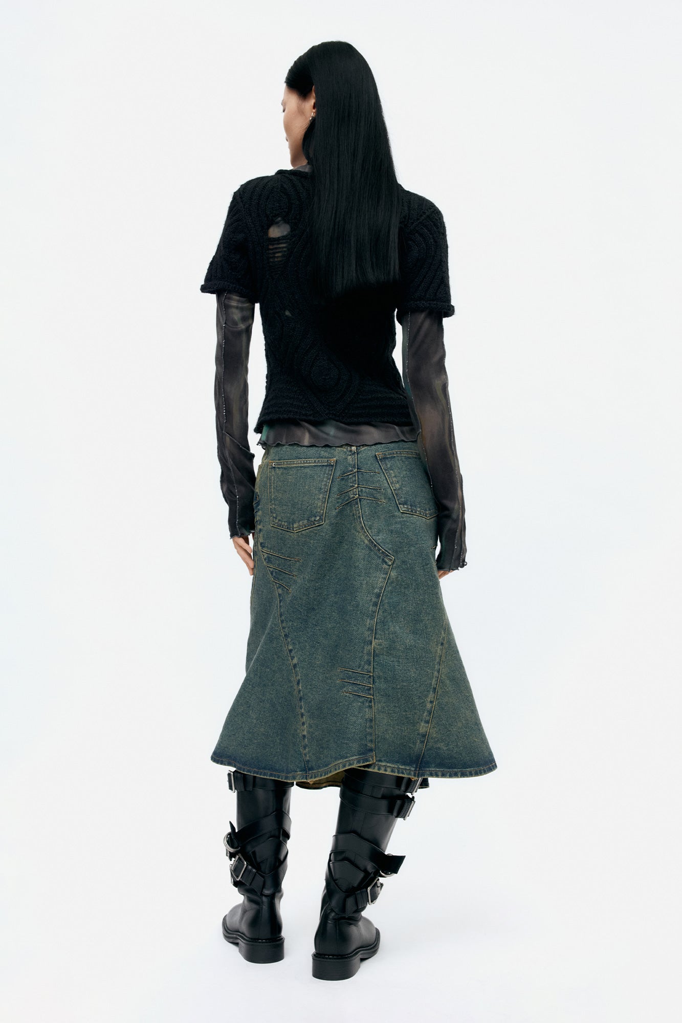 Andersson Bell - Cap Sleeve Sweater Layered Top (Black) product image 3 | TRAB K-Fashion Australia