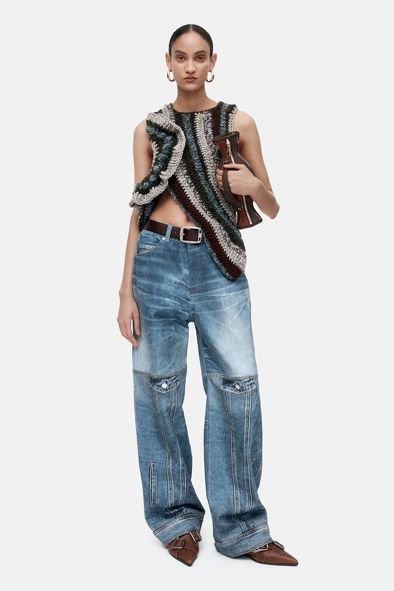 Andersson Bell - Unisex Custom-Like Printed Denim Pants (Mid Blue) product image 2 | TRAB K-Fashion Australia