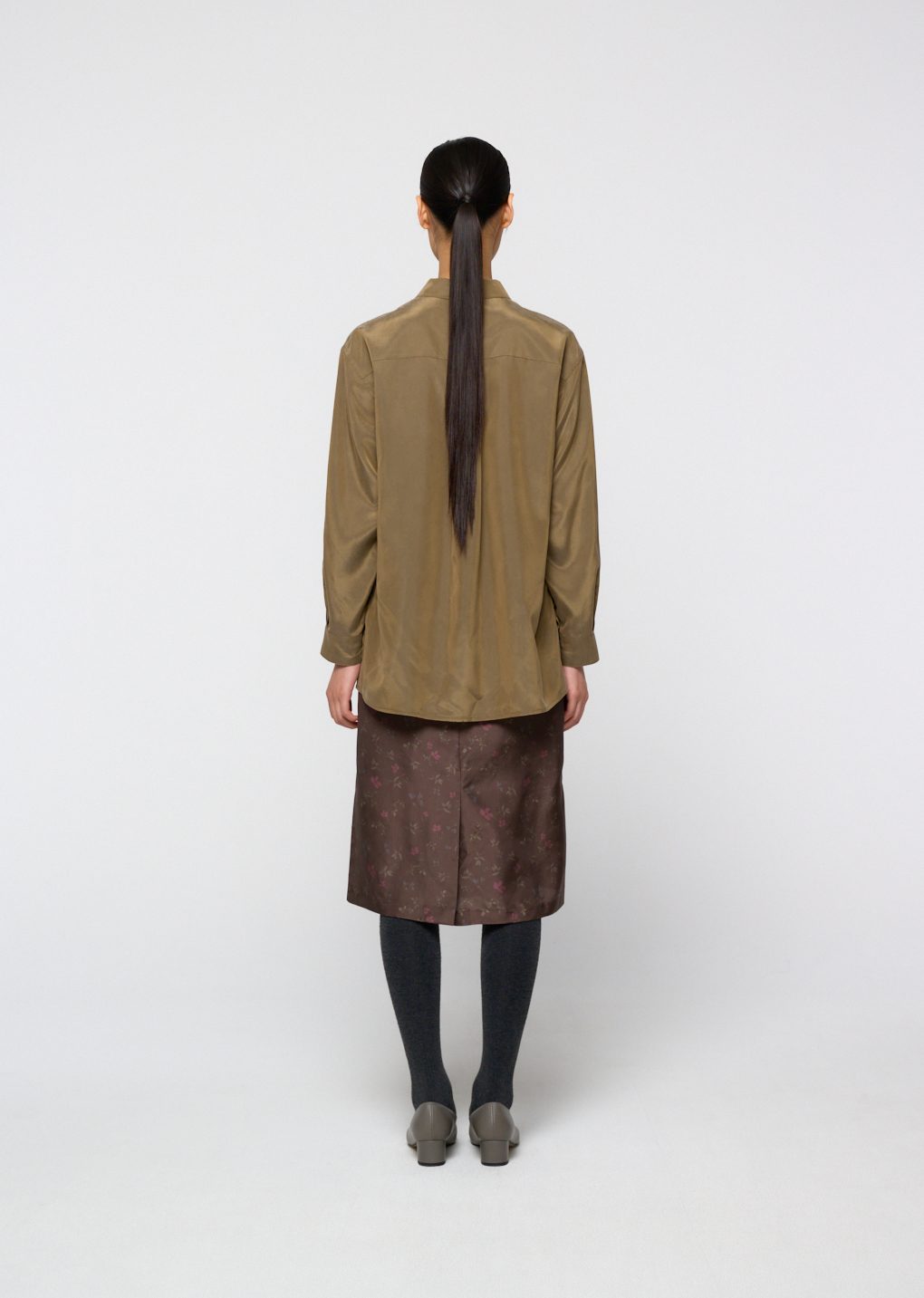 Amomento - [Pre-Order] Cupro shirt (Khaki) product image 4 | TRAB K-Fashion Australia