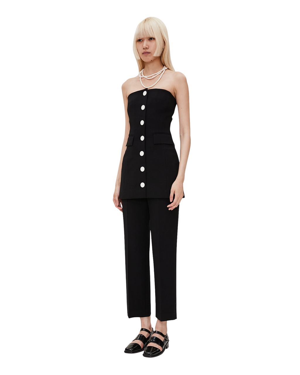 Kimhe Kim - Bandeau Wool-Blended Mini Dress (Black/Ivory) product image 2 | TRAB K-Fashion Australia
