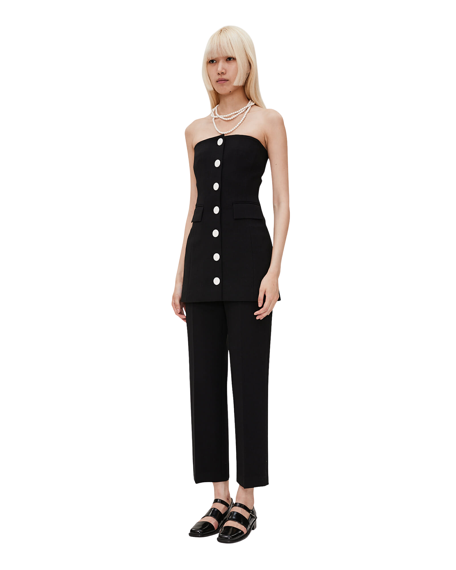 Kimhe Kim - Bandeau Wool-Blended Mini Dress (Black/Ivory) product image 2 | TRAB K-Fashion Australia