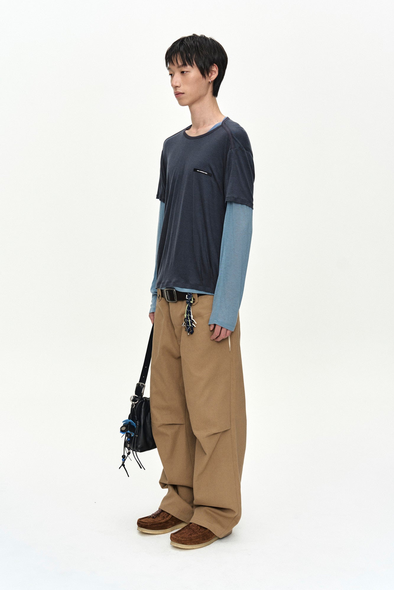 Andersson Bell - Brad Layered T-Shirt (Slate Blue/Asphalte) product image 3 | TRAB K-Fashion Australia