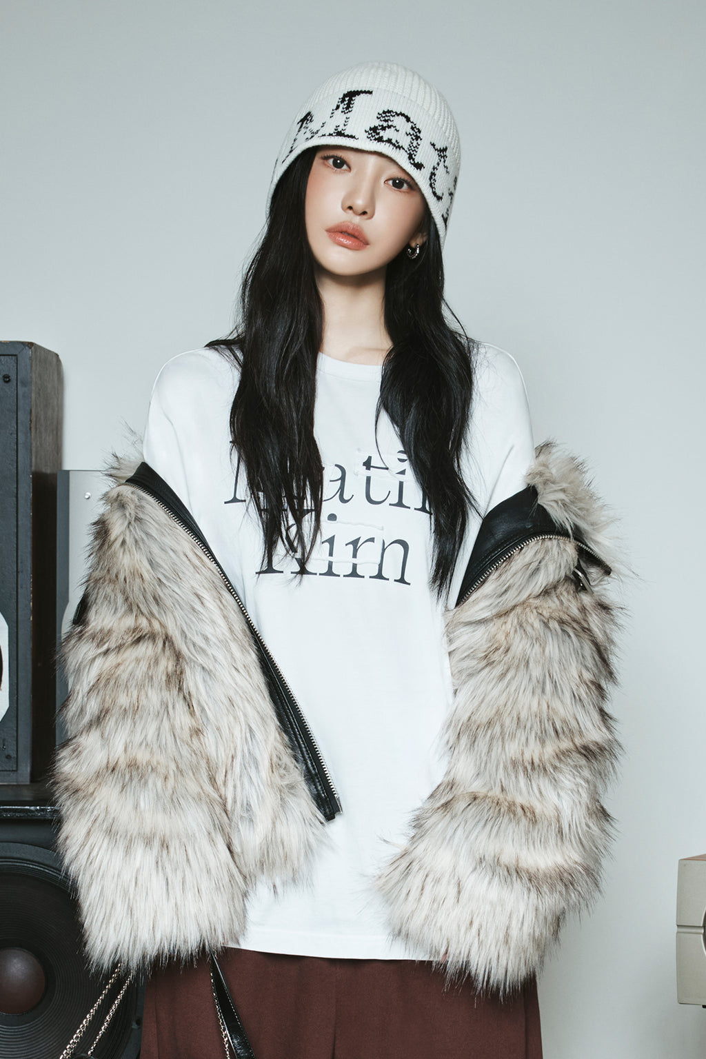 Matin Kim - Patch Graphic Long Sleeve Top (White) product image 1 | TRAB K-Fashion Australia
