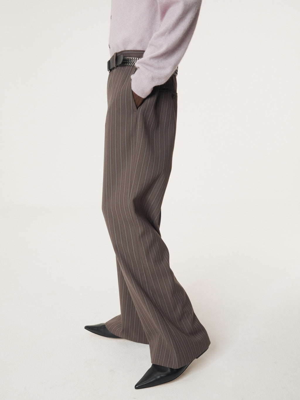 Recto - Vintage Stripe Flare Pants (Sepia Grey) product image 1 | TRAB K-Fashion Australia