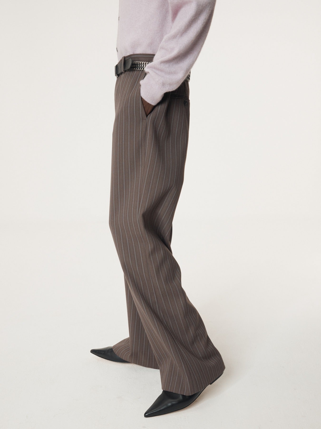 Recto - Vintage Stripe Flare Pants (Sepia Grey) product image 1 | TRAB K-Fashion Australia