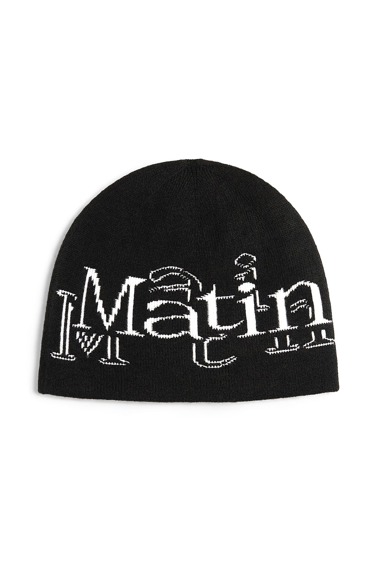 Matin Kim - Stroke Logo Jacquard Beanie (Black) product image 1 | TRAB K-Fashion Australia