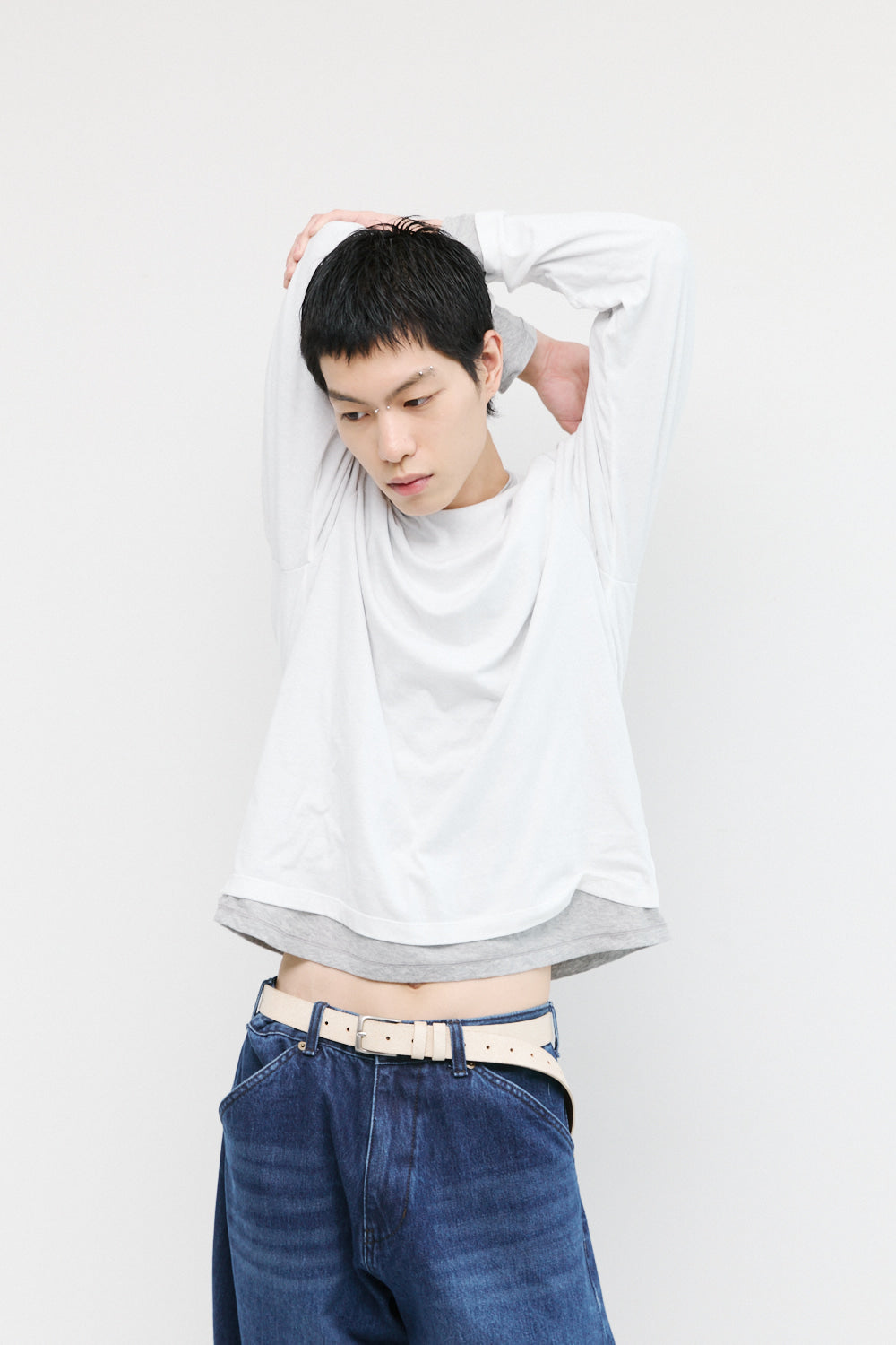 Hatchingroom - Two Face Ringer Tee (White/M.Grey) product image 9 | TRAB K-Fashion Australia