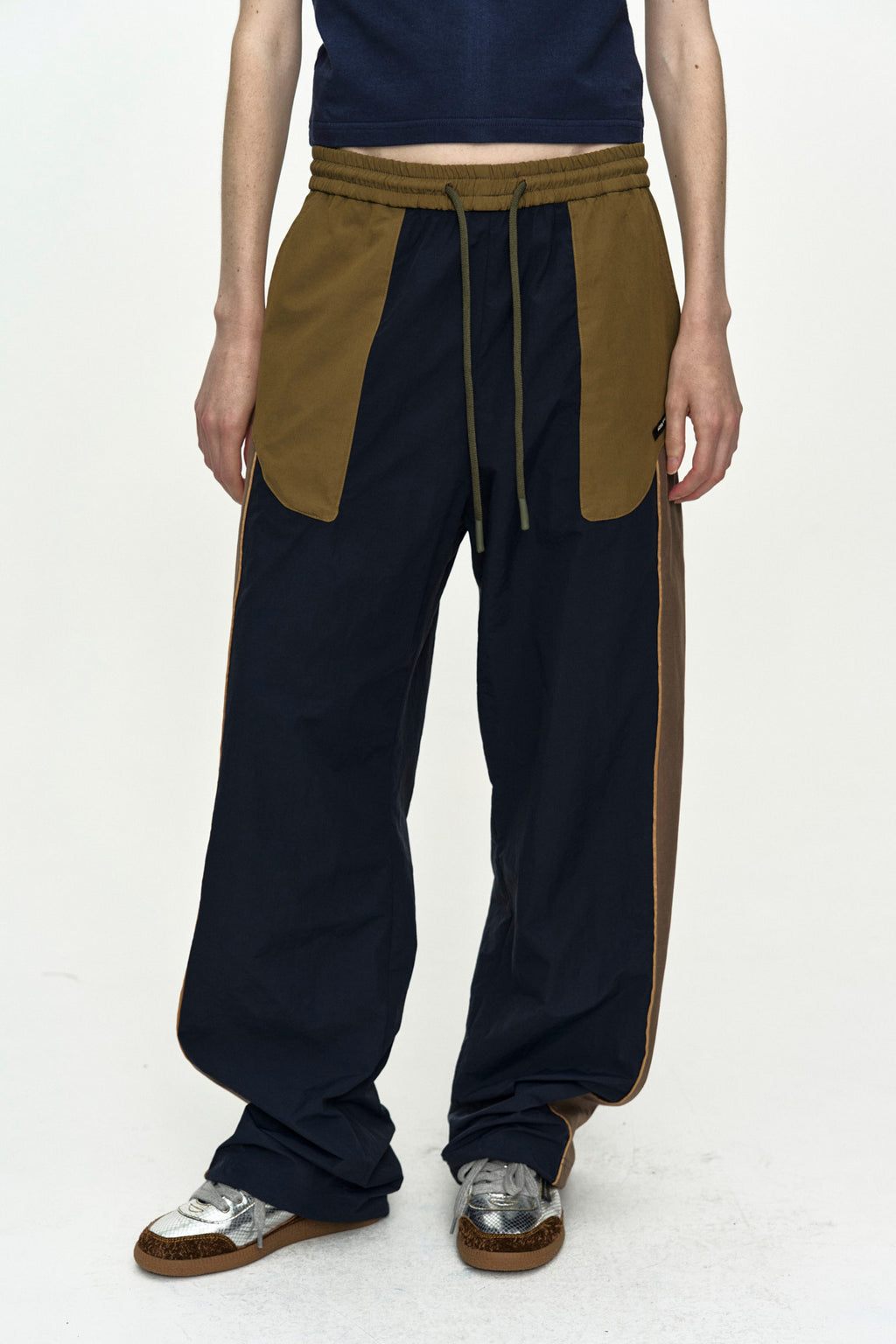 Andersson Bell - Unisex Color Block Nylon Track Pants (Navy/Khaki) product image 5 | TRAB K-Fashion Australia