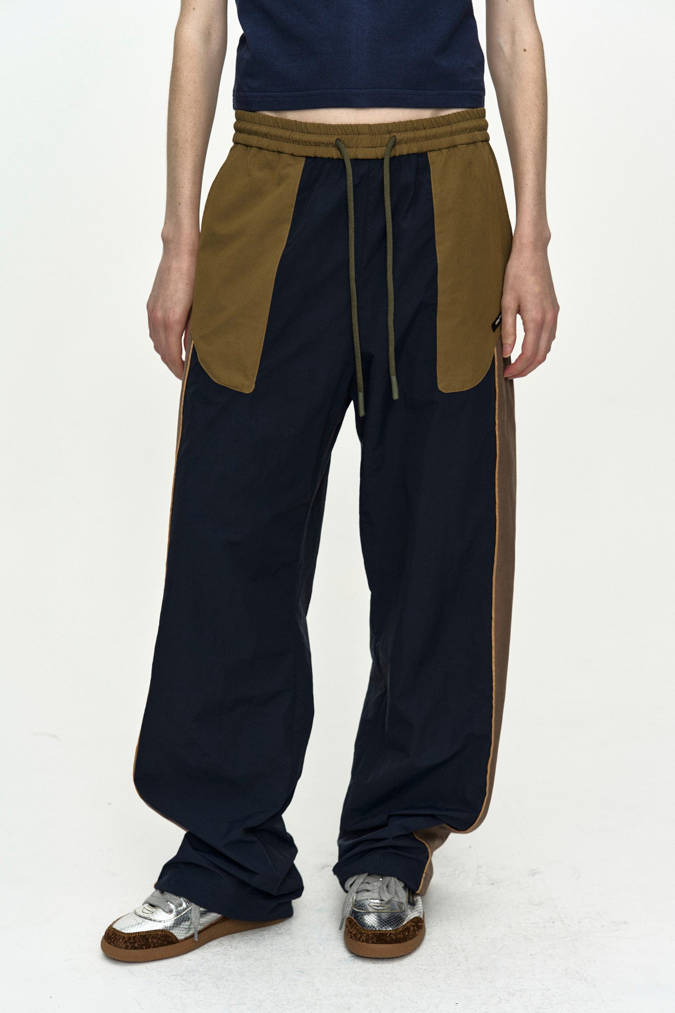 Andersson Bell - Unisex Color Block Nylon Track Pants (Navy/Khaki) product image 5 | TRAB K-Fashion Australia