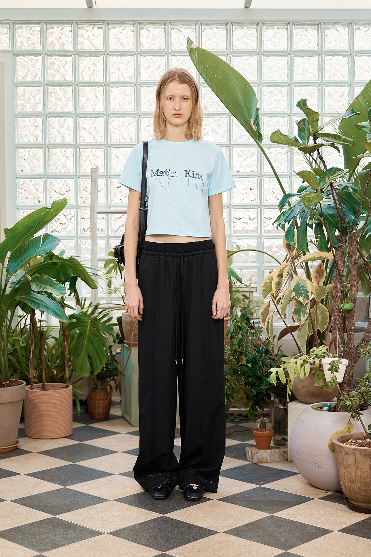 Matin Kim - Logo Thread Point Crop Top (Light Blue) product image 11 | TRAB K-Fashion Australia