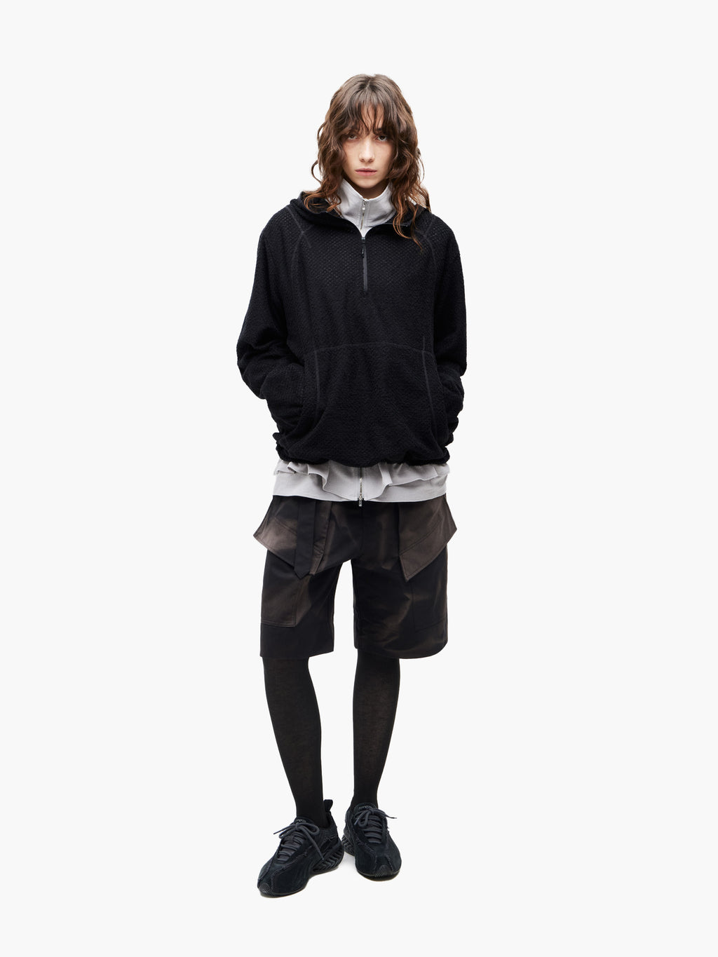 Jiyong Kim - Sun-Bleached Detachable Pocket Half Trousers (Black) product image 2 | TRAB K-Fashion Australia