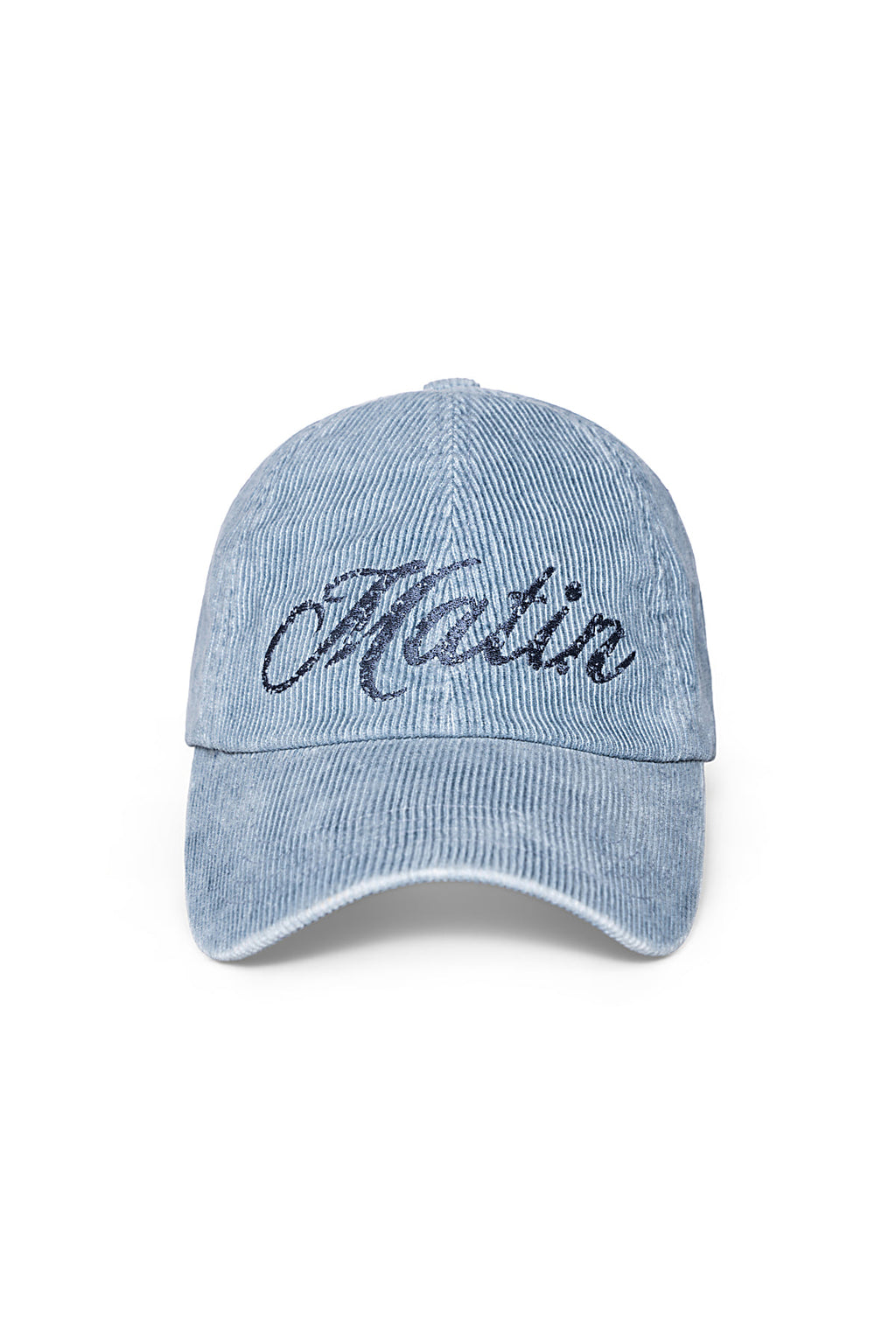 Matin Kim - Matin Cracked Script Corduroy Ball Cap (Light Blue) product image 1 | TRAB K-Fashion Australia
