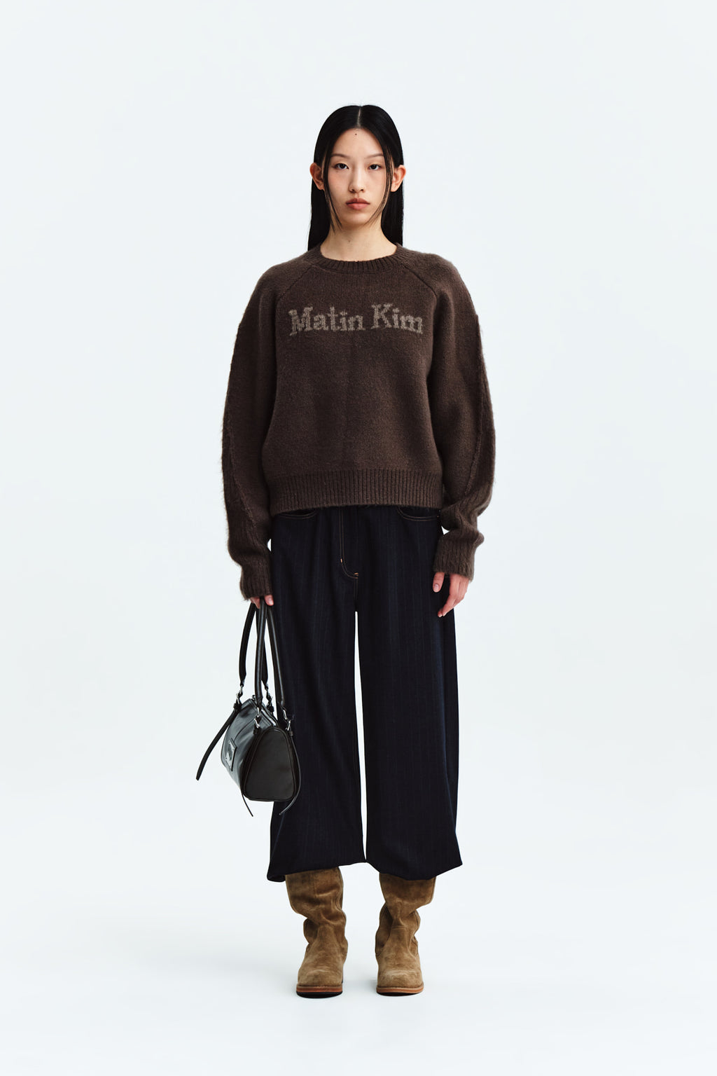 Matin Kim - Denim Like Stripe Wide Pants (Navy) product image 5 | TRAB K-Fashion Australia