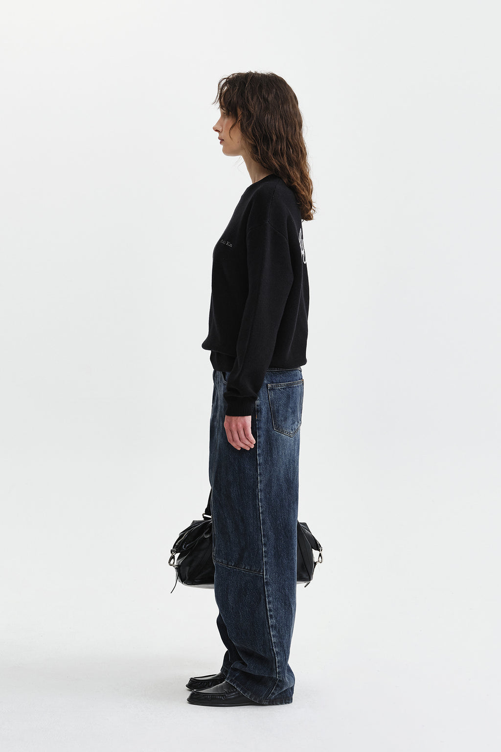 Matin Kim - Calligraphy Back Logo Knit Pullover (Black) product image 7 | TRAB K-Fashion Australia