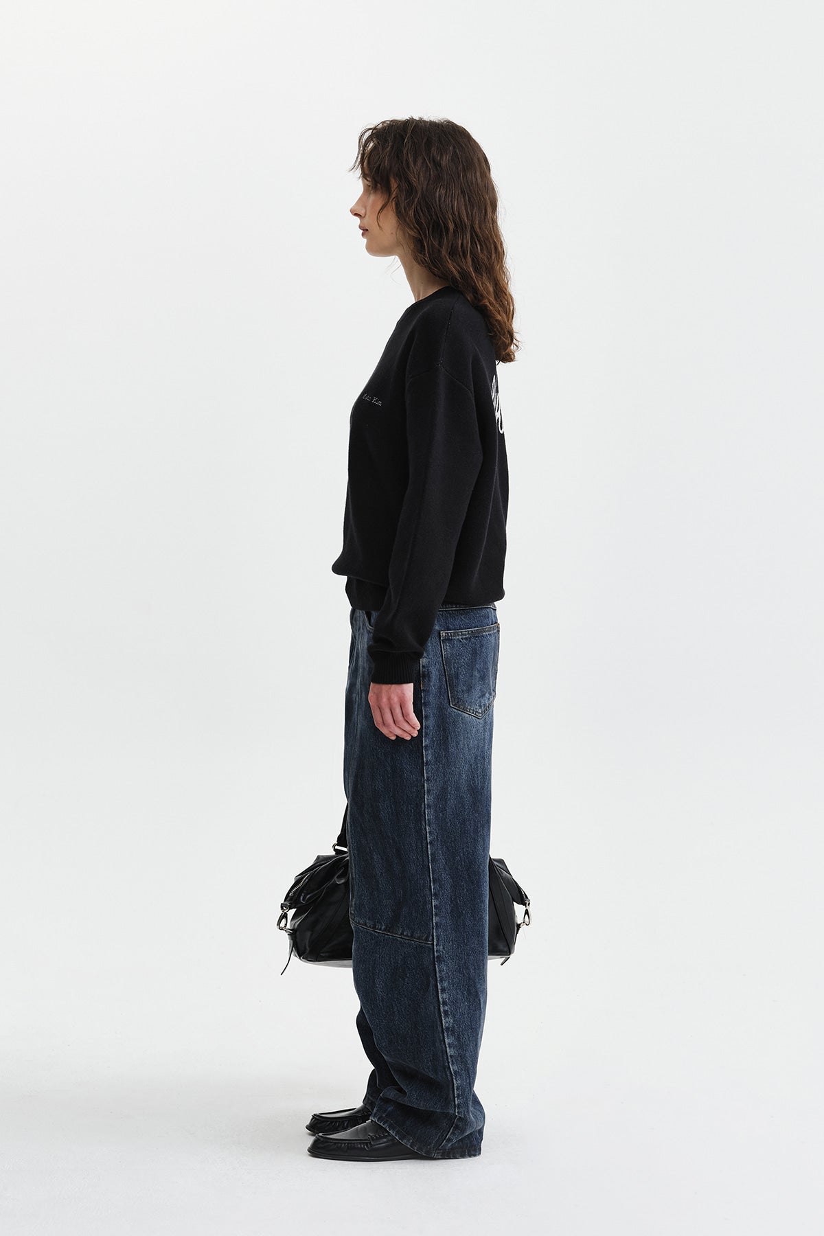 Matin Kim - Calligraphy Back Logo Knit Pullover (Black) product image 7 | TRAB K-Fashion Australia