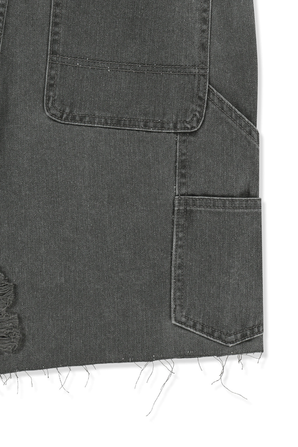 Matin Kim - Heringbone Raw Cut Denim Shorts (Grey) product image 5 | TRAB K-Fashion Australia