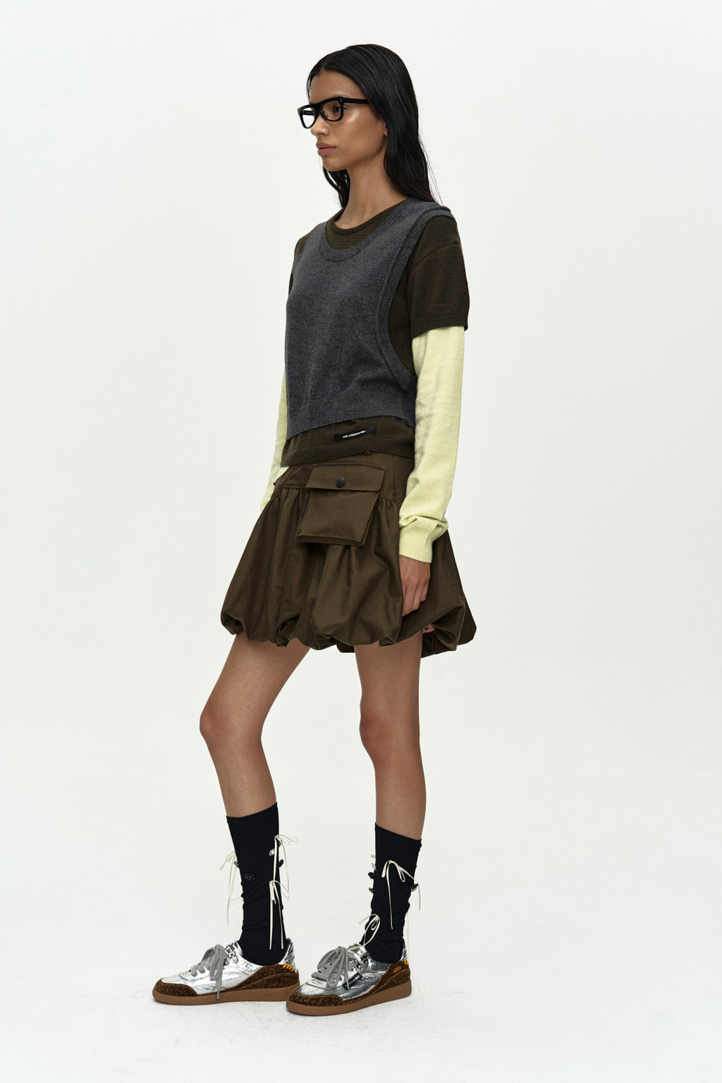 Andersson Bell - Tres Over Layered Sweater (Green) product image 3 | TRAB K-Fashion Australia