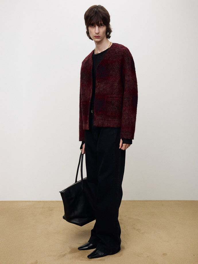 Tonywack - Mohair V-Neck Blouson (Italian Fabric) (Dark Red) product image 5 | TRAB K-Fashion Australia