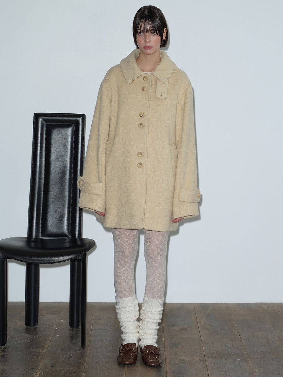 Margarin Fingers - Boucle Half Coat (butter) product image 1 | TRAB K-Fashion Australia