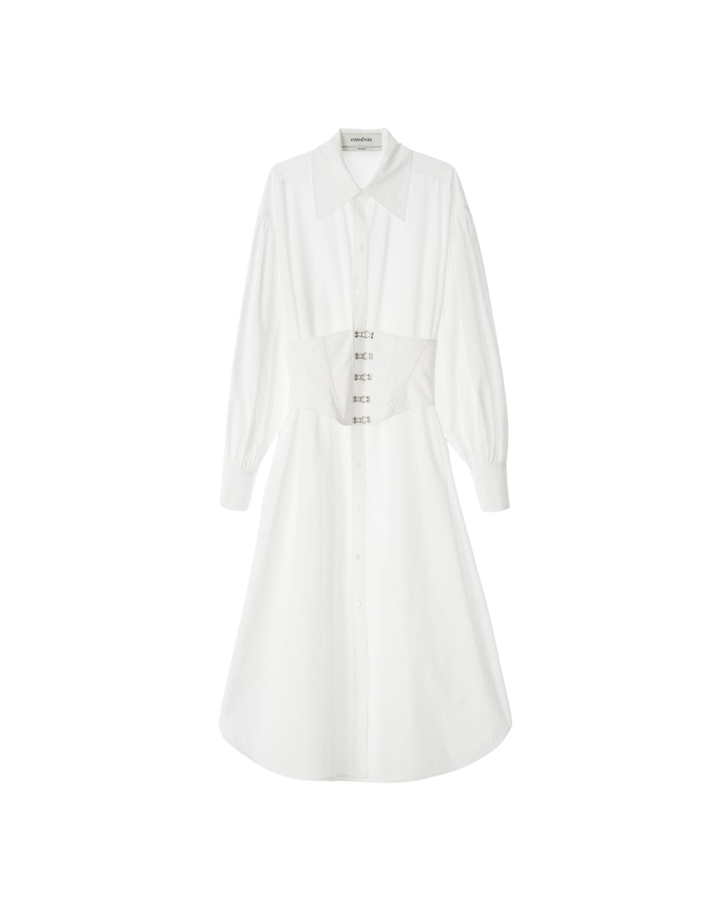 Kimhe Kim - Corset Layered Cotton Maxi Shirt Dress (White) product image 4 | TRAB K-Fashion Australia
