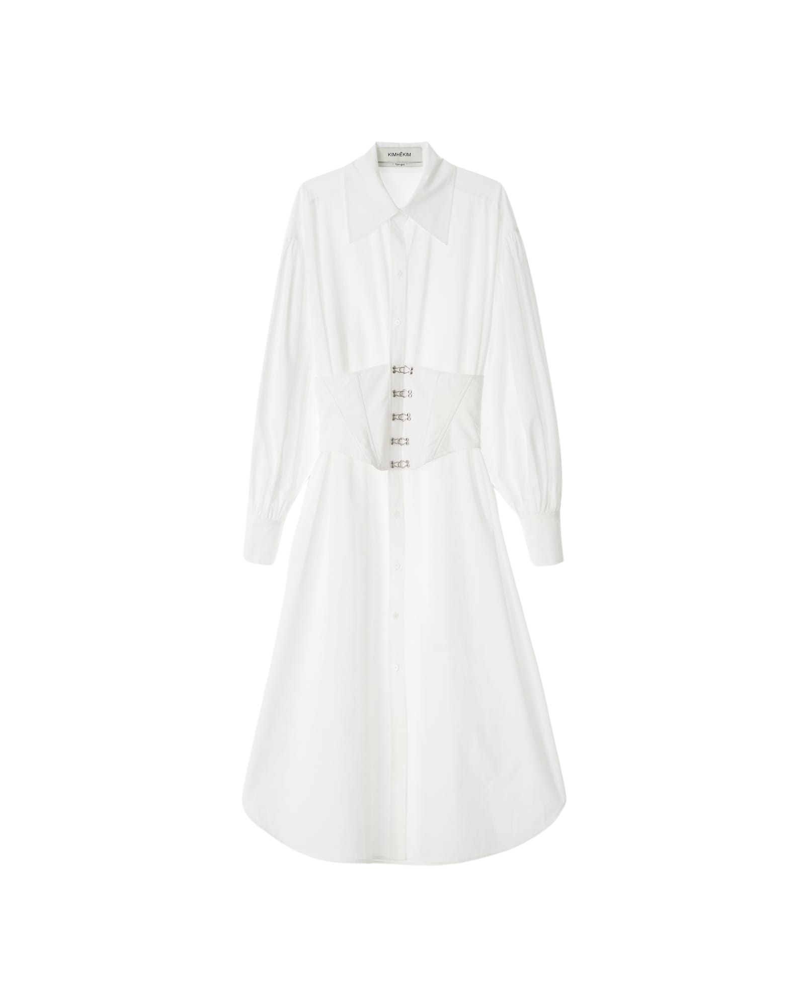 Kimhe Kim - Corset Layered Cotton Maxi Shirt Dress (White) product image 4 | TRAB K-Fashion Australia