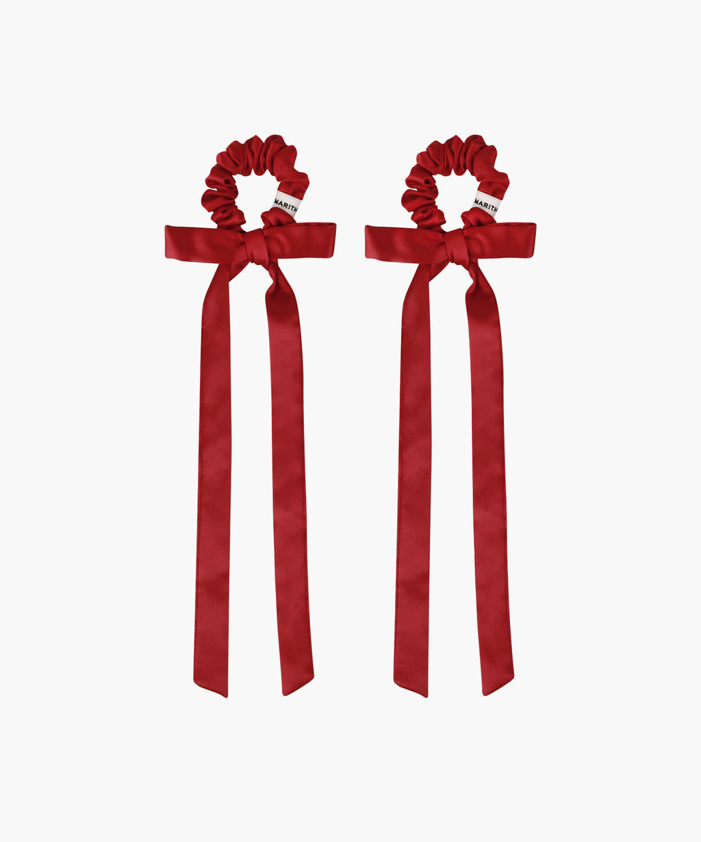 Marithe & Francois Girbaud - Regular Logo Satin Hair Ribbon Scrunchie 2pack (Red) product image 6 | TRAB K-Fashion Australia