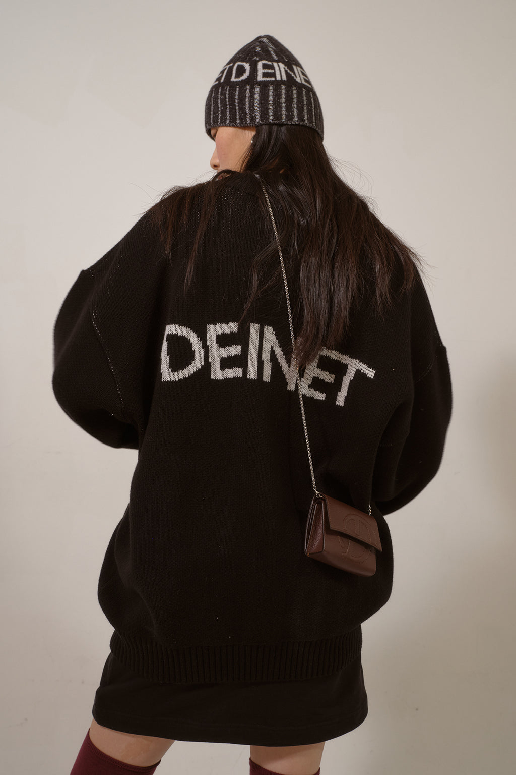 Deinet - D Jacquard Long Knit Zip-Up (Black) product image 9 | TRAB K-Fashion Australia