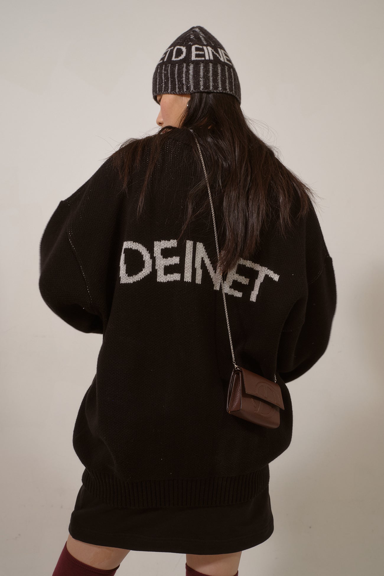 Deinet - D Jacquard Long Knit Zip-Up (Black) product image 9 | TRAB K-Fashion Australia