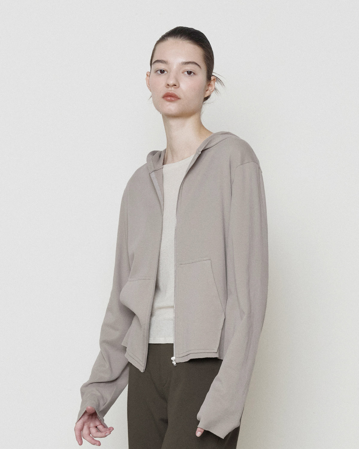 Brownyard - Smooth Jersey Hood Zip Up (Beige) product image 1 | TRAB K-Fashion Australia