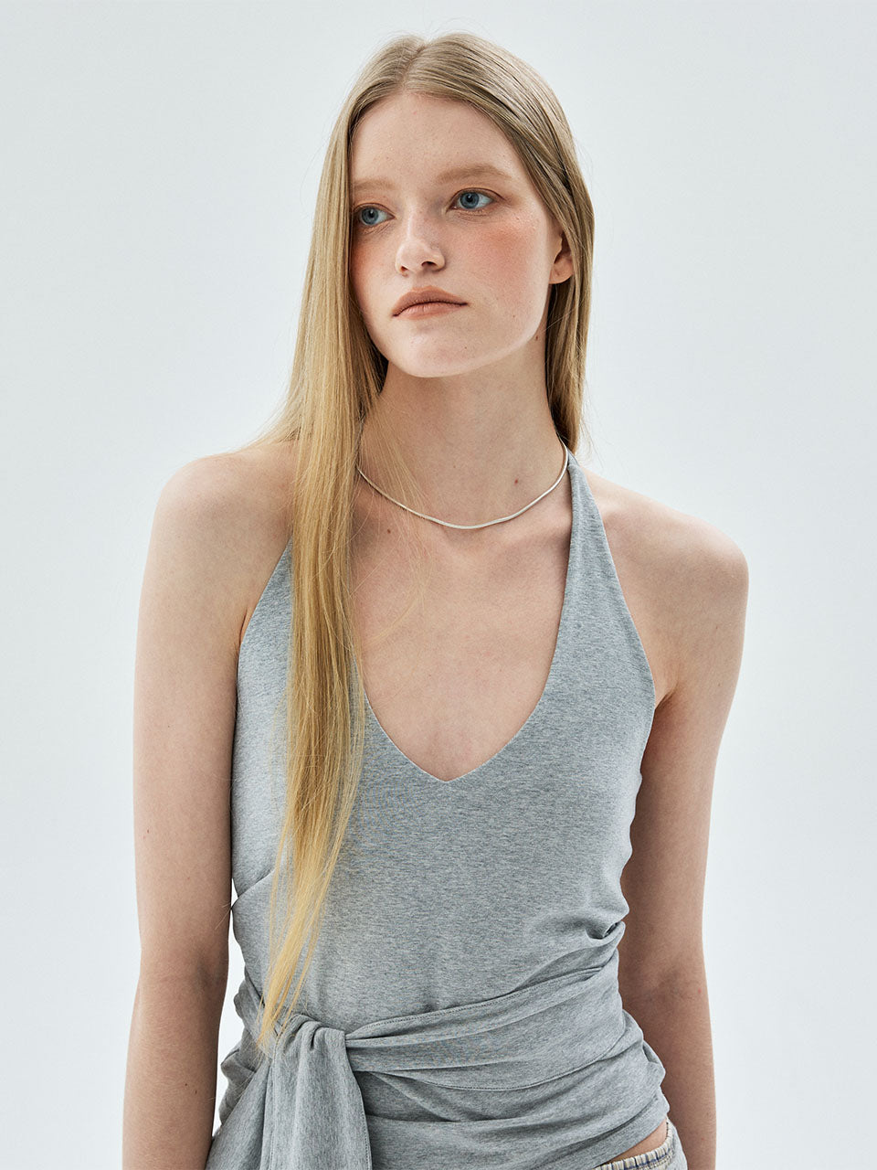 Mardi Mercredi - Top Halter Neck Tie Detail (Grey) product image 1 | TRAB K-Fashion Australia