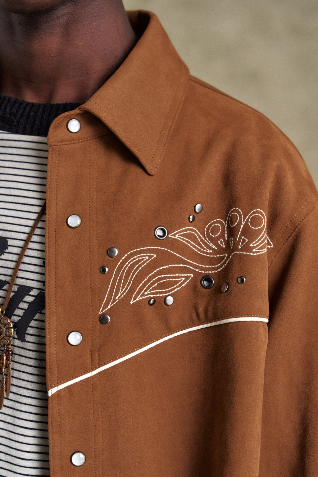 Andersson Bell - Lemmans Faux-Suede Shirts (Tan) product image 6 | TRAB K-Fashion Australia