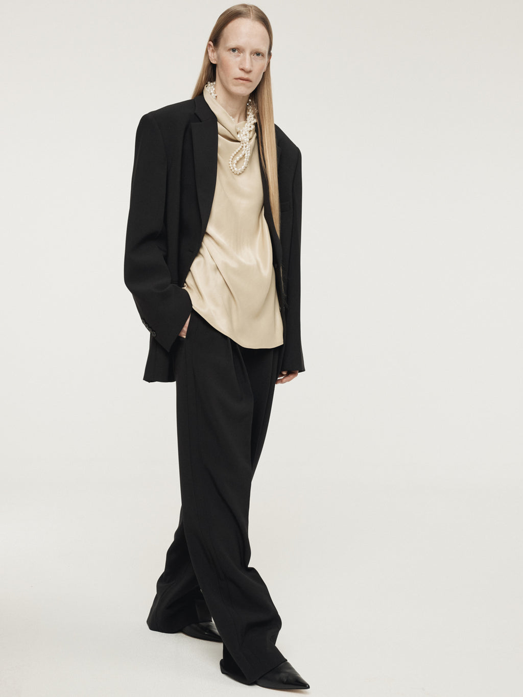 Recto - Cowl Neck Satin Blouse (Light Beige) product image 9 | TRAB K-Fashion Australia