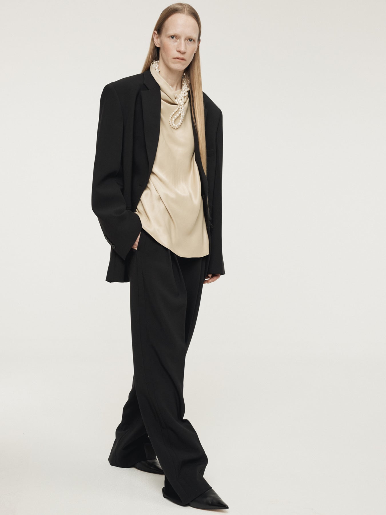 Recto - Cowl Neck Satin Blouse (Light Beige) product image 9 | TRAB K-Fashion Australia