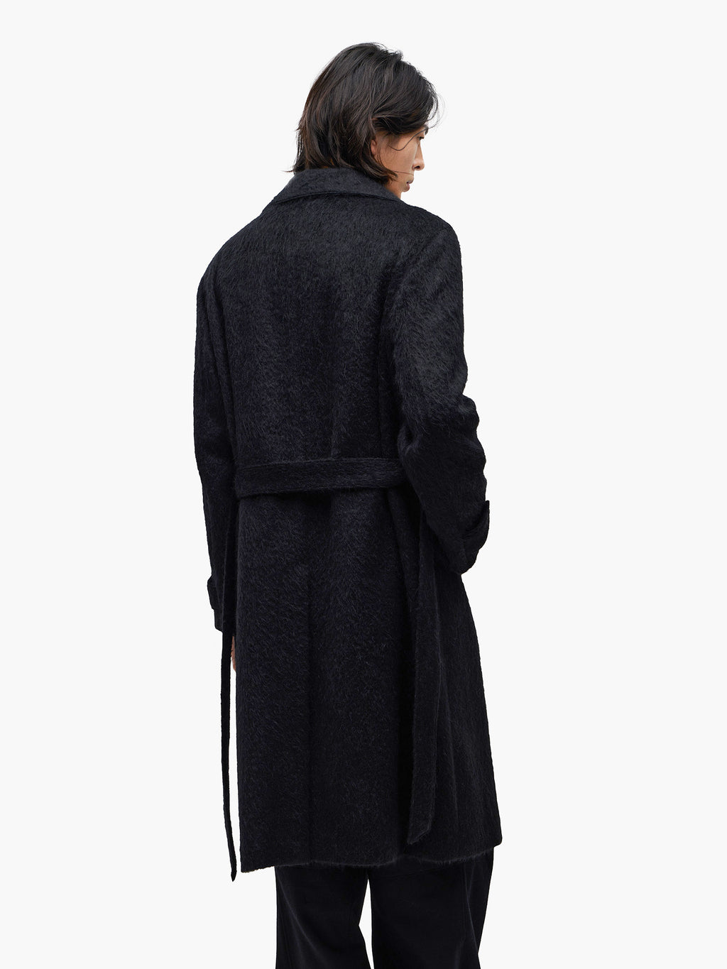 Jiyong Kim - Brushed Alpaca High-Neck Coat (Black) product image 4 | TRAB K-Fashion Australia