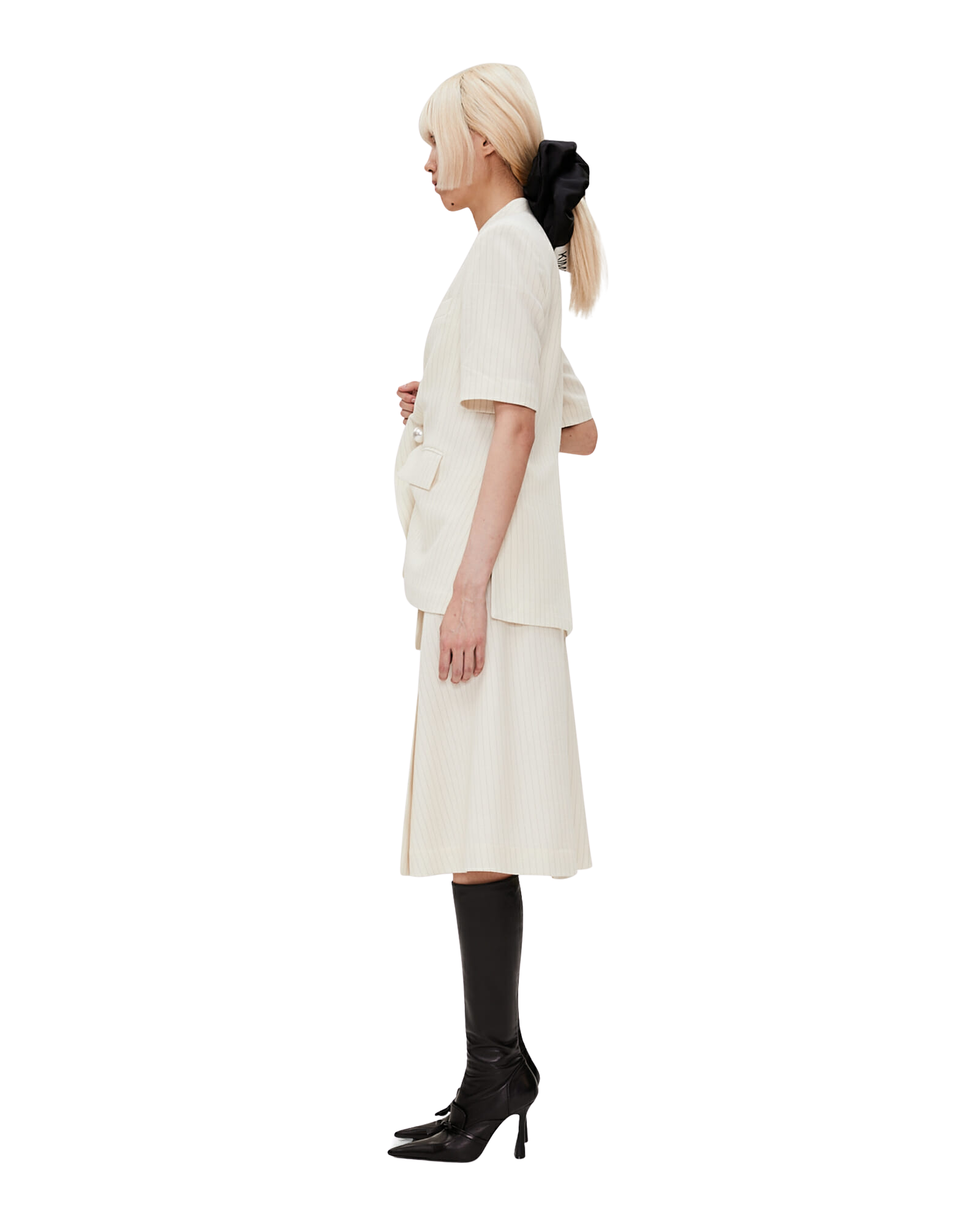 Kimhe Kim - Draped Collarless Wool Jacket (Ivory) product image 3 | TRAB K-Fashion Australia