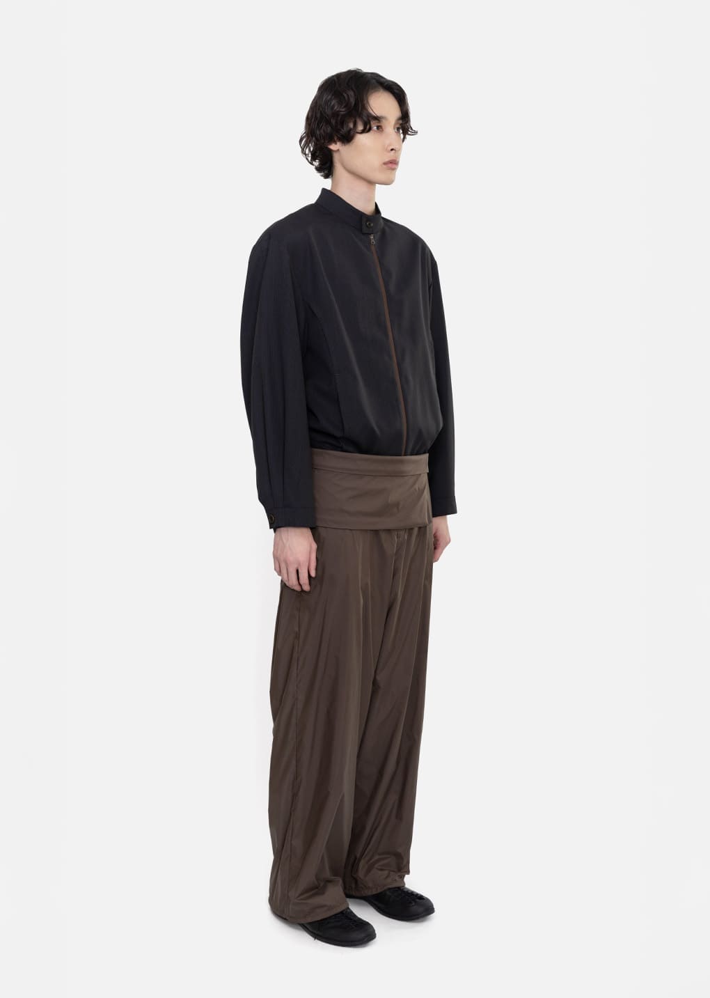 Amomento - Wool Stripe Zip-up Jumper (Black) product image 3 | TRAB K-Fashion Australia