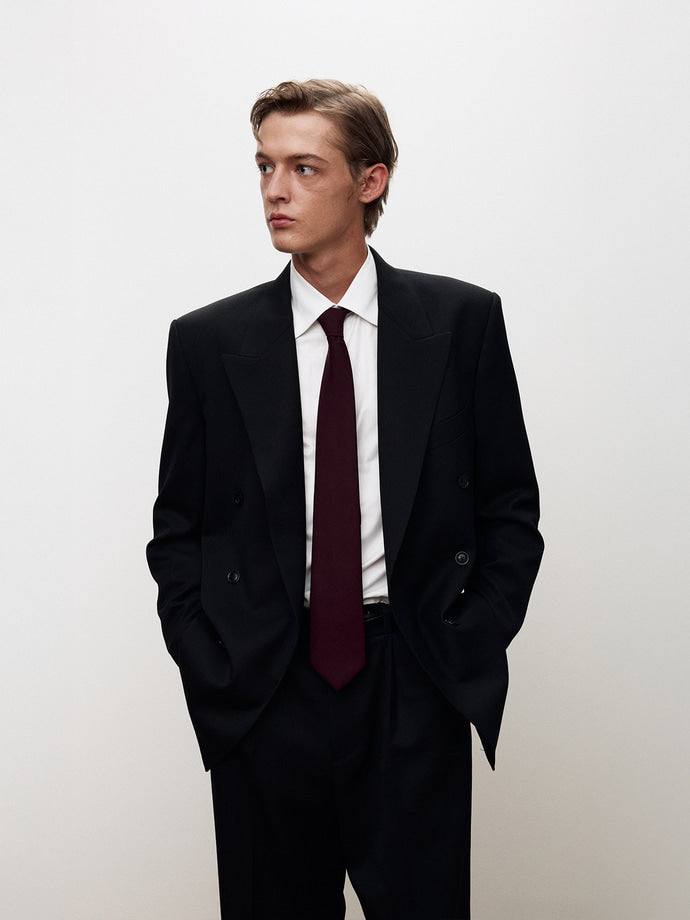 Tonywack - Wool Twill Double-Breasted Tailored Jacket (Black) product image 4 | TRAB K-Fashion Australia