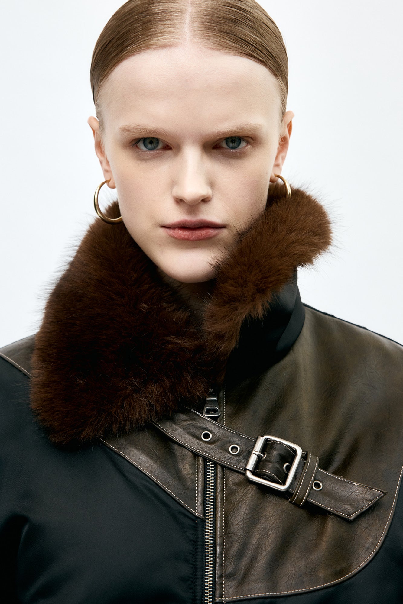Andersson Bell - Fur Collar Leather Patch Ma-1 Bomber (Black) product image 12 | TRAB K-Fashion Australia