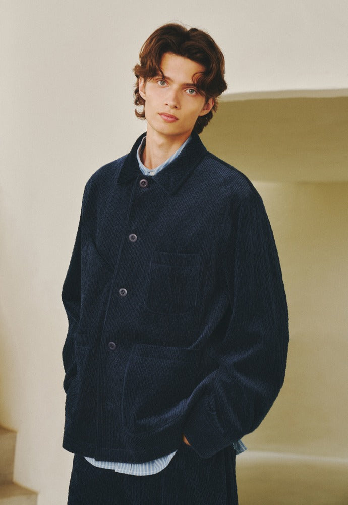 Art if acts - Corduroy French Work Jacket (Dark Navy) product image 1 | TRAB K-Fashion Australia