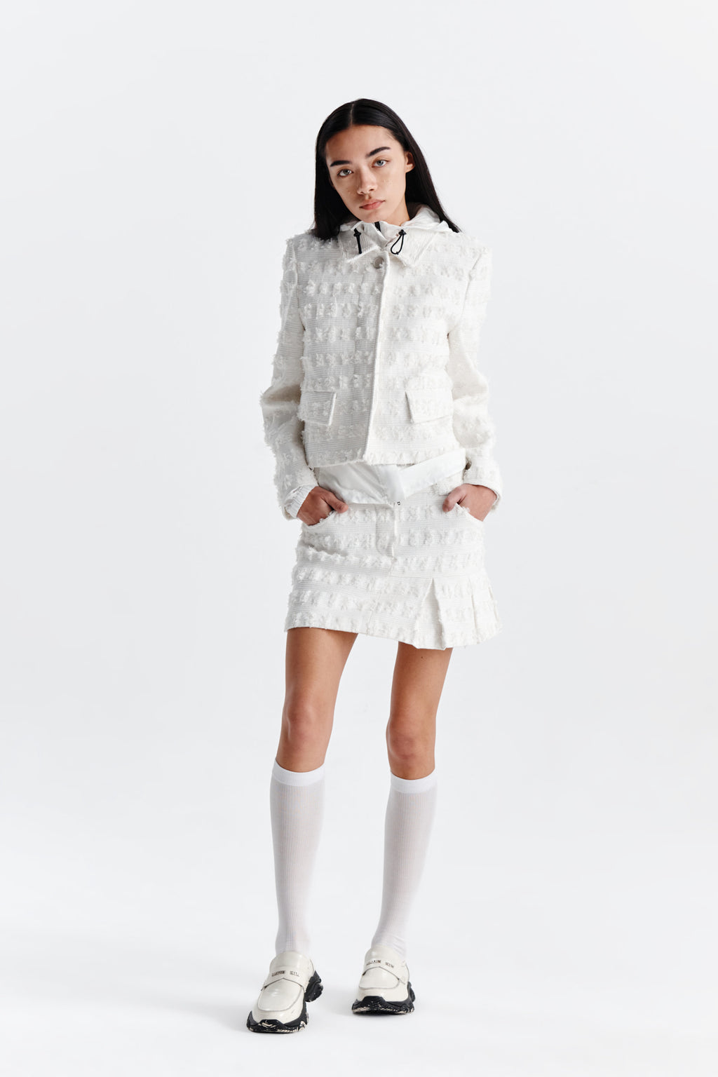 Matin Kim - Pleats Mixed Tweed Mini Skirt (Ivory) product image 9 | TRAB K-Fashion Australia