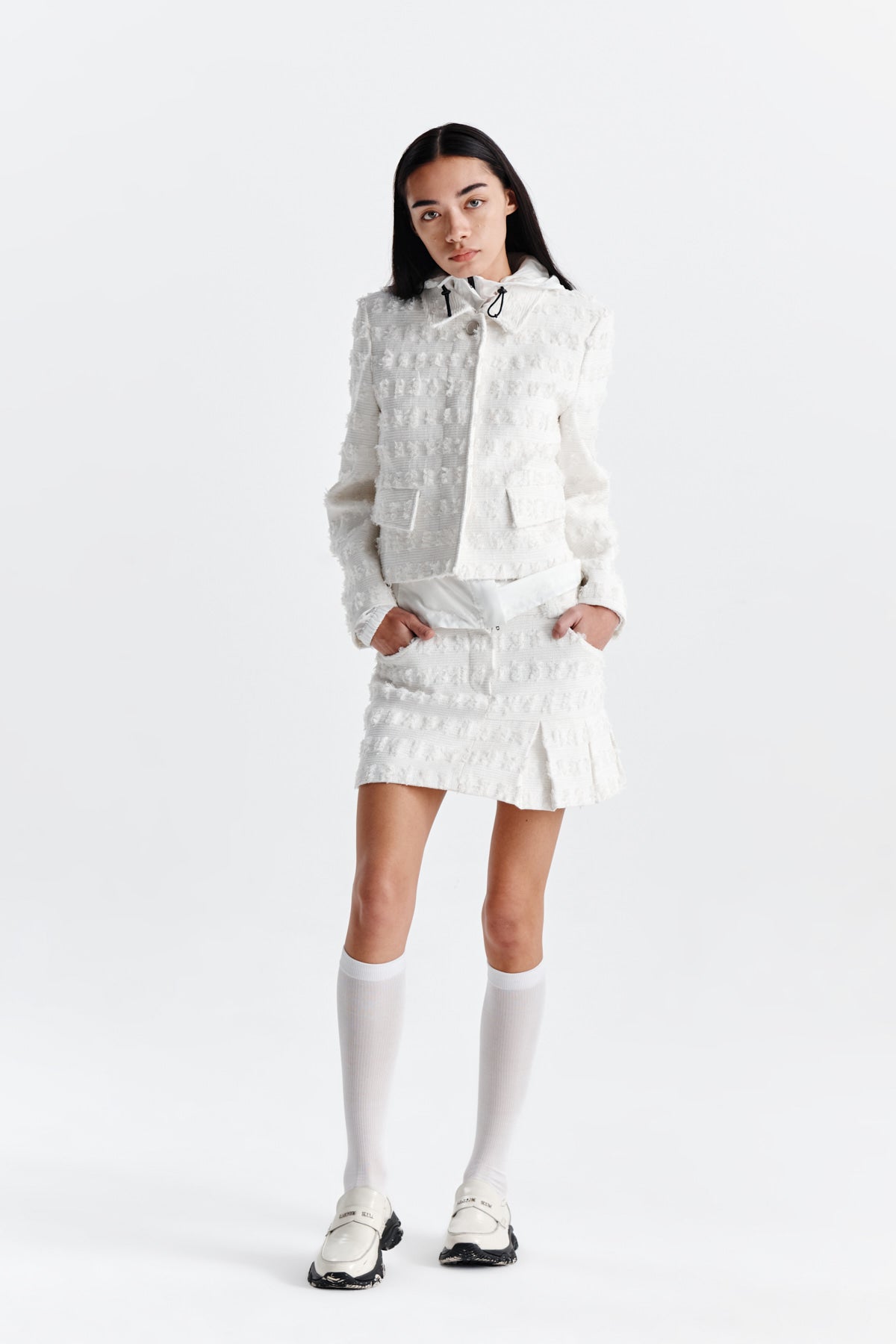 Matin Kim - Pleats Mixed Tweed Mini Skirt (Ivory) product image 9 | TRAB K-Fashion Australia
