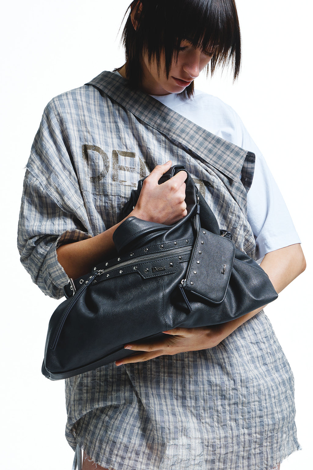 Deinet - Stud Detail Point Pocket Bag (Grey) product image 3 | TRAB K-Fashion Australia
